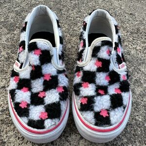 Kids Checkered Slip-On Shoes - Black, White, and Pink